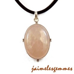 Pendentif ovale quartz rose