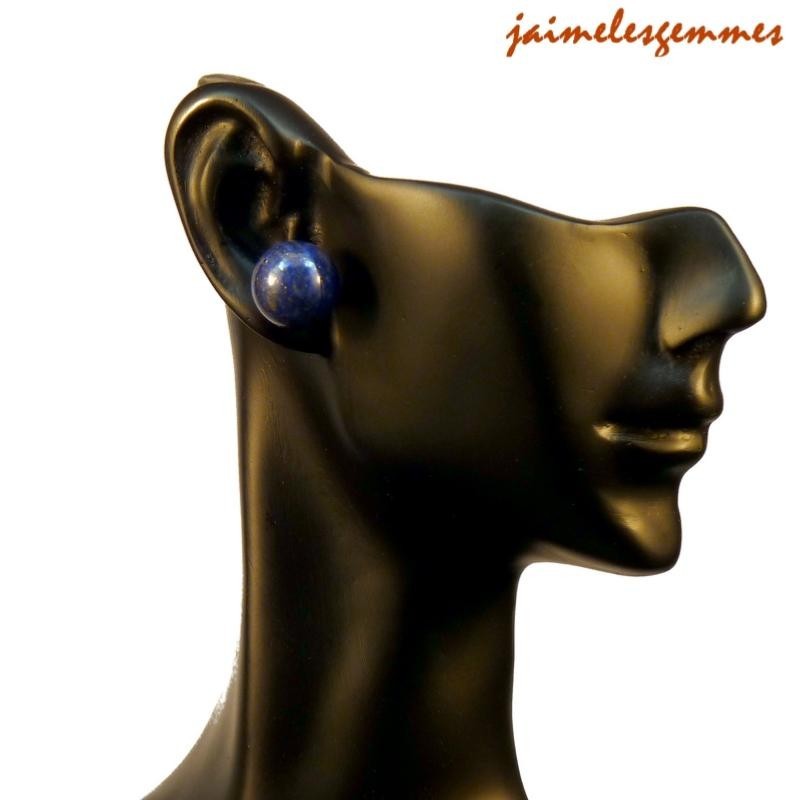 Boucle clou lapis lazuli 12mm