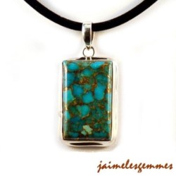 Pendentif rectangulaire turquoise pyrite