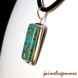 Pendentif rectangulaire turquoise pyrite