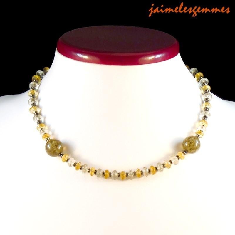 Collier en citrine prasiolite et épidote