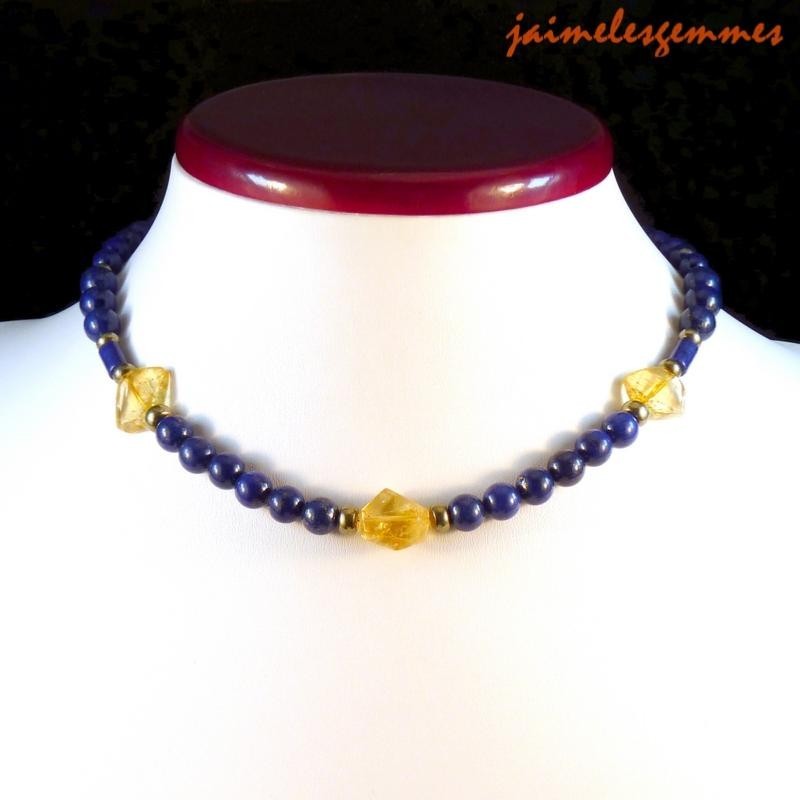 Collier lapis lazuli et citrine