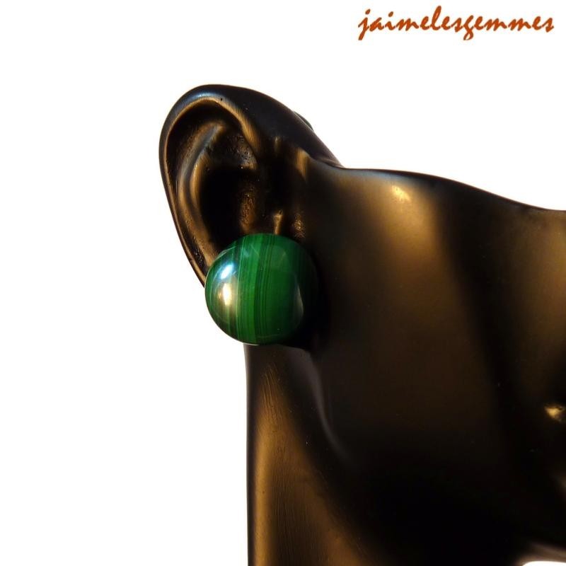 Boucles clou malachite 16mm