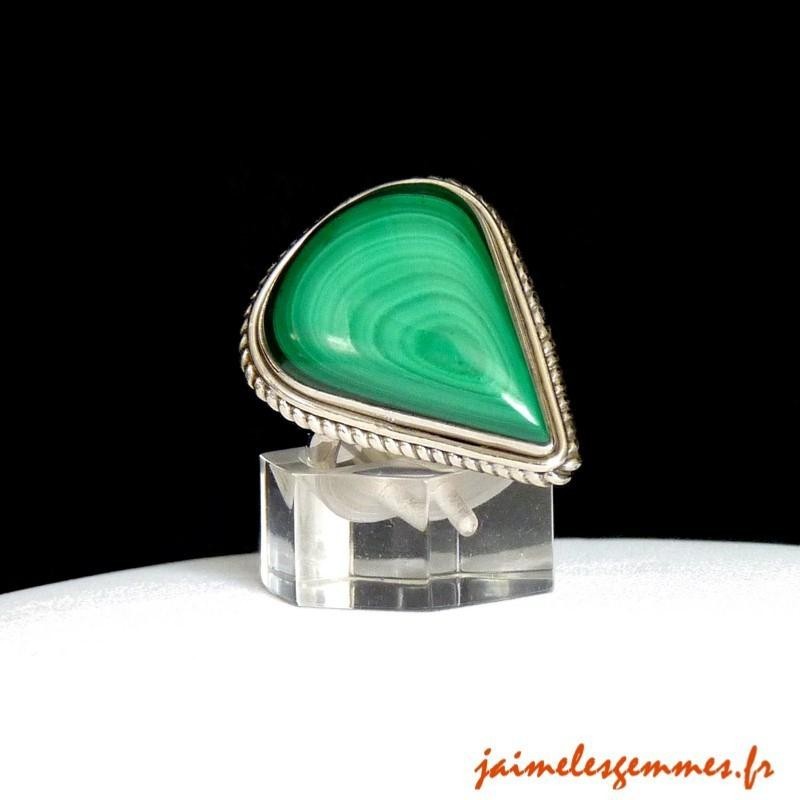 Bague goutte en malachite 2