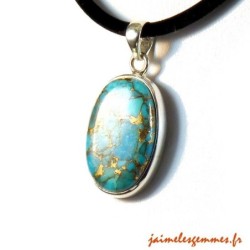 Pendentif ovale turquoise pyrite