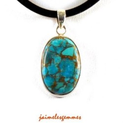 Pendentif ovale turquoise pyrite