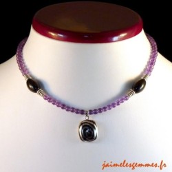 Collier en améthyste et onyx