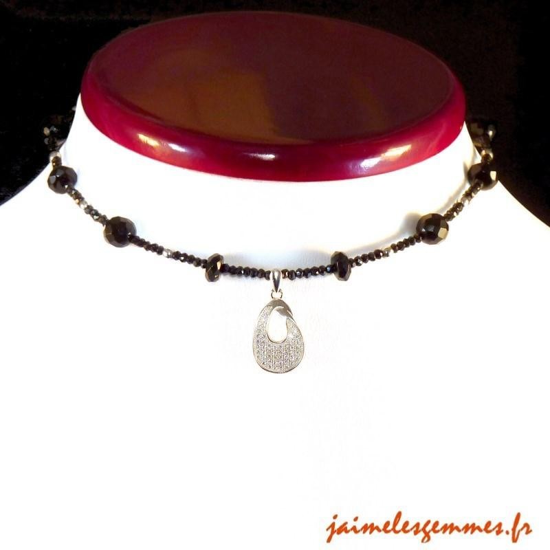 Ras de cou onyx et strass