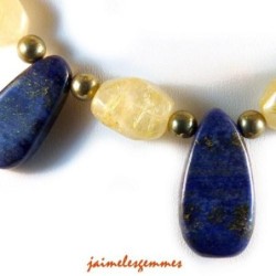 Collier lapis et quartz rutile