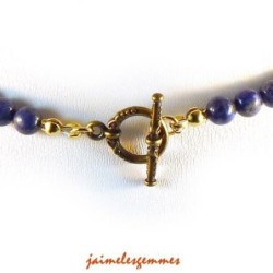 Collier lapis et quartz rutile