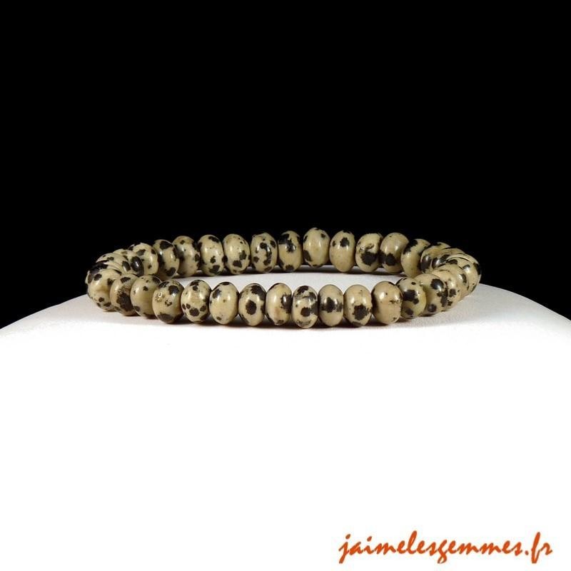 Bracelet perles jaspe dalmatien