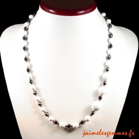 Collier hématite et coquillage