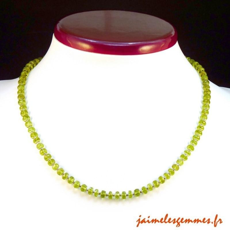 Collier en olivine facettée