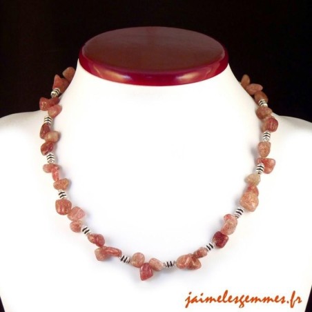 Collier en quartz fraise