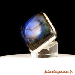 Bague carrée labradorite