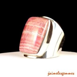 Bague rectangulaire rhodochrosite