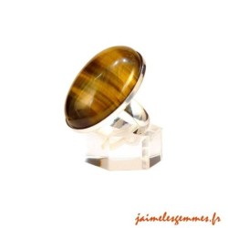 Bague ovale en oeil de tigre