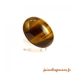 Bague ovale en oeil de tigre