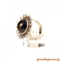 Bague fleur onyx