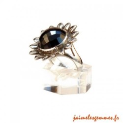 Bague fleur onyx