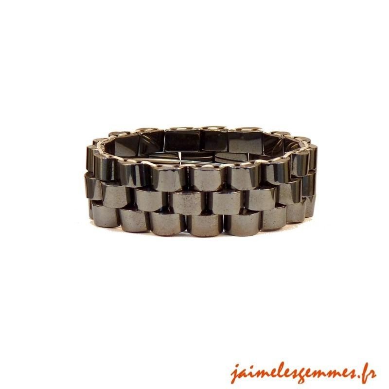 Bracelet élastique en hématite