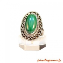 Bague ovale malachite