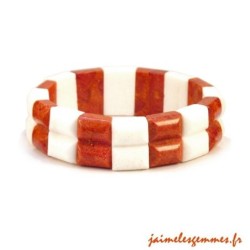 Bracelet en corail rouge et blanc
