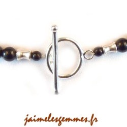 Collier jaspe gris et onyx