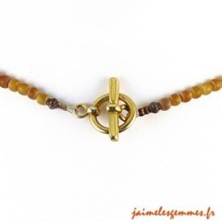 Collier ethnique gorgone et agate tibétaine