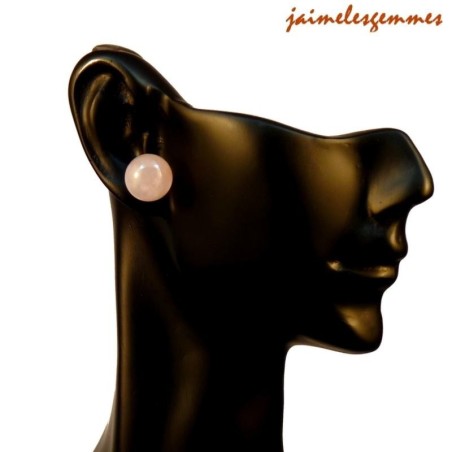 Boucle clou quartz rose facetté 10mm