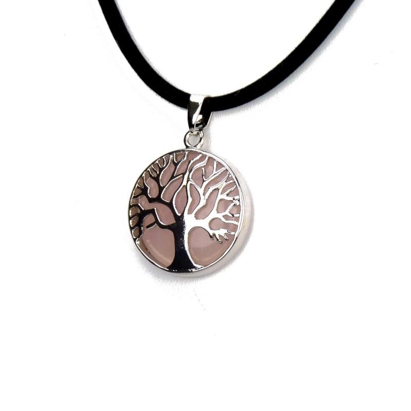 Pendentif arbre de vie quartz rose