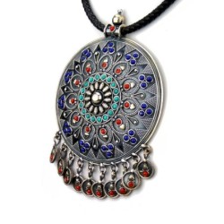 Grand Pendentif lapis lazuli corail turquoise