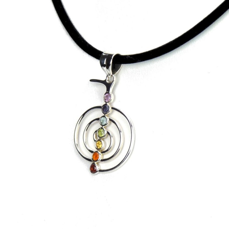 Pendentif 7 chakras en pierres fines