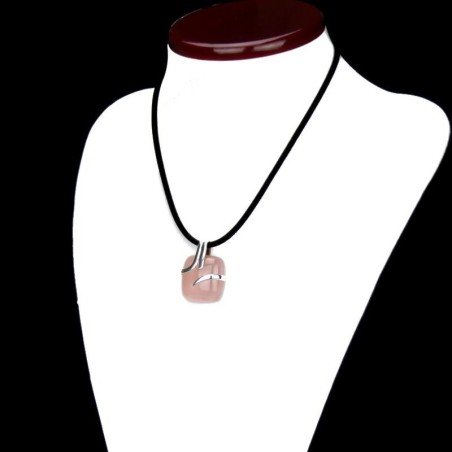 Pendentif carré quartz rose