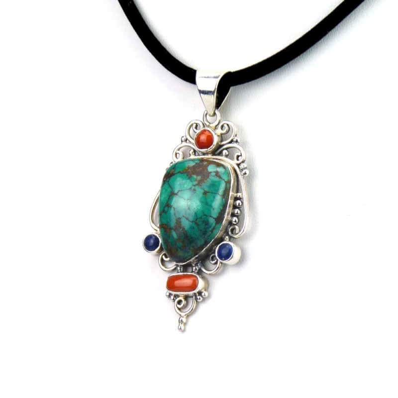 Pendentif baroque en turquoise