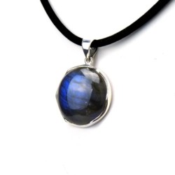 Pendentif rond labradorite