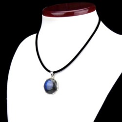 Pendentif rond labradorite