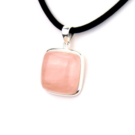 Pendentif carré simple en quartz rose