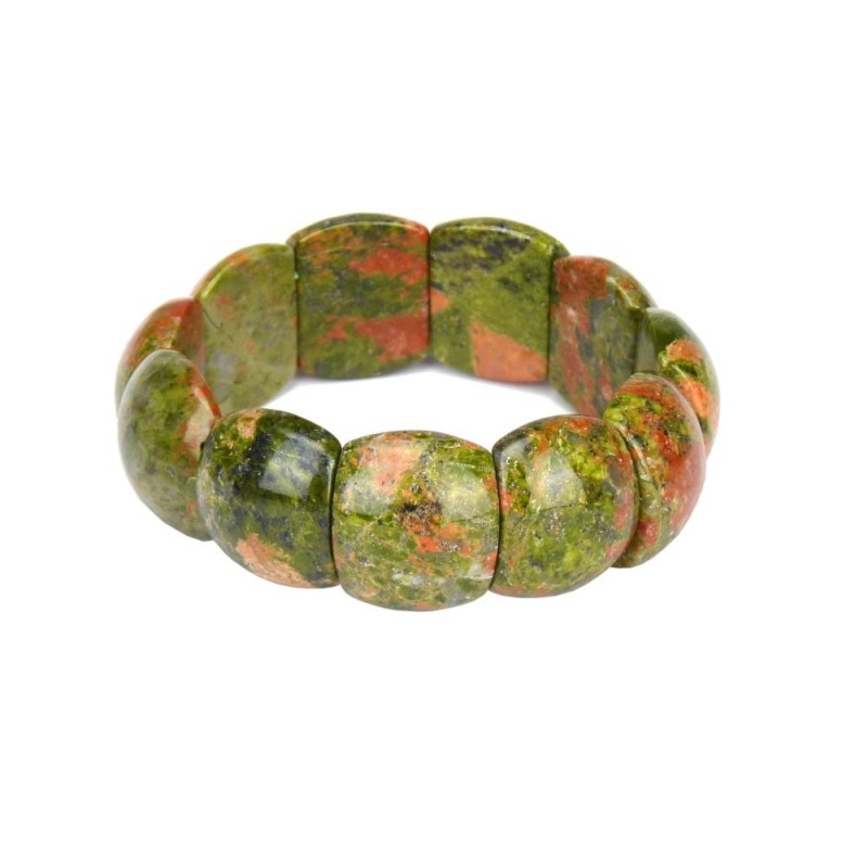 Bracelet large unakite bombé