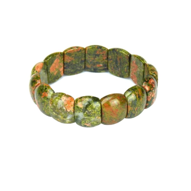 Bracelet plaquettes bombées en unakite