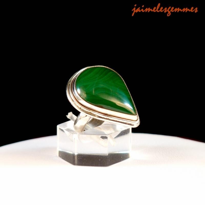 Bague goutte en malachite