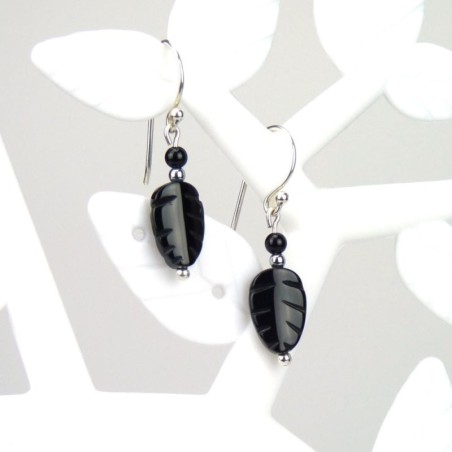 Boucles feuille en onyx