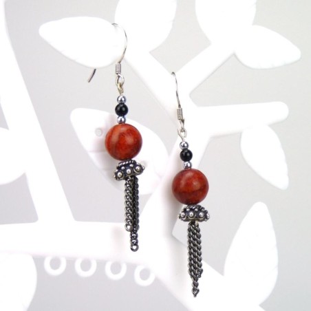 Boucles d'oreilles en gorgone corail