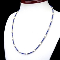 Collier lapis lazuli et jaspe blanc