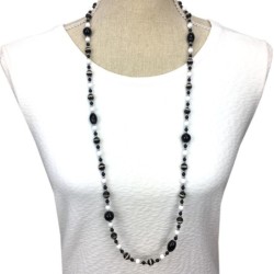 Collier long en onyx et agate tibétaine