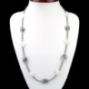 Collier long hématite pétalite quartz gris