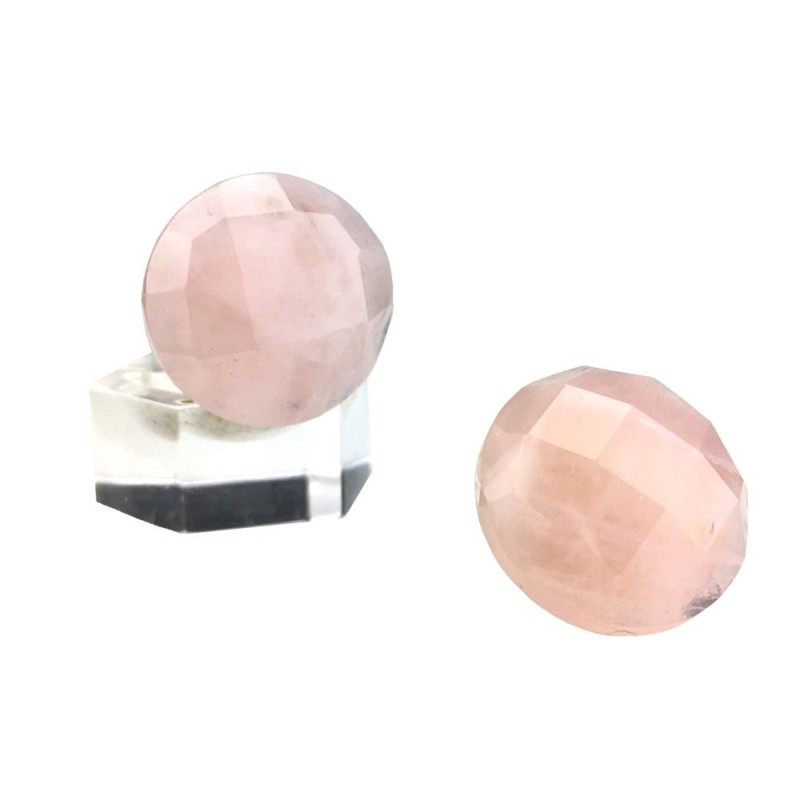 Clips facettés en quartz rose