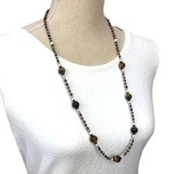 Collier long en oeil de tigre